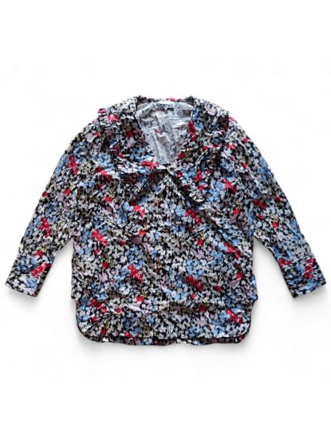 GANNI Ganni Floral Crinkle Collar Blouse
