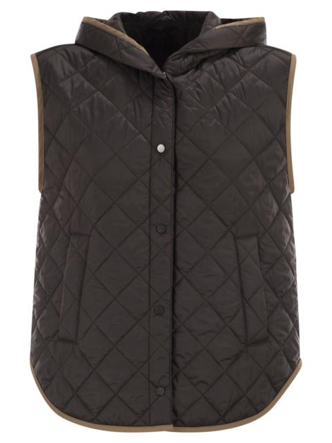 Brunello Cucinelli Brunello Cucinelli Women Lightweight Opaque Nylon Quilted Gilet With Thermore® Padding And Hood