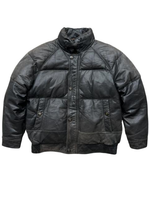 Other Designers Vintage 90s Japanese Sunfaded Black Puffer Leather Jacket