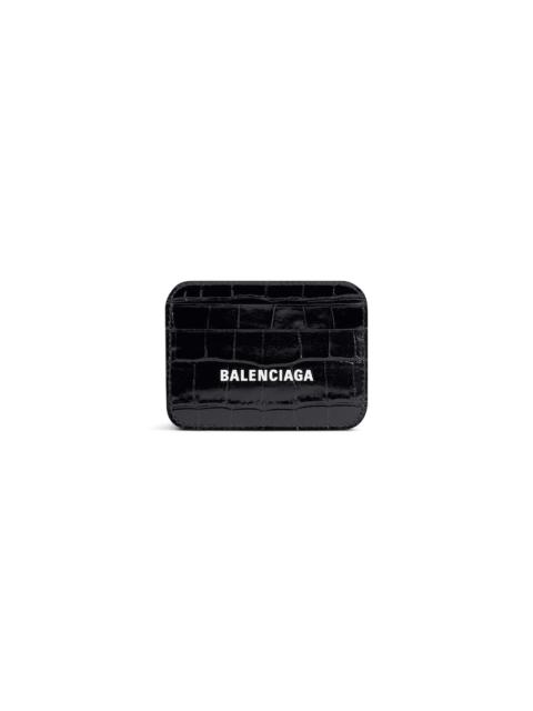 BALENCIAGA Cash Card Holder Crocodile Embossed in Black/white
