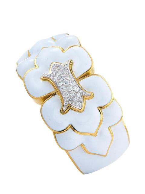 DAVID WEBB Diamond White Trefoil Cuff Bracelet