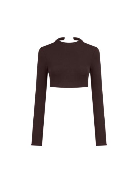 TOM FORD IMPOSSIBLE BACKLESS LONG SLEEVE CROPPED TOP