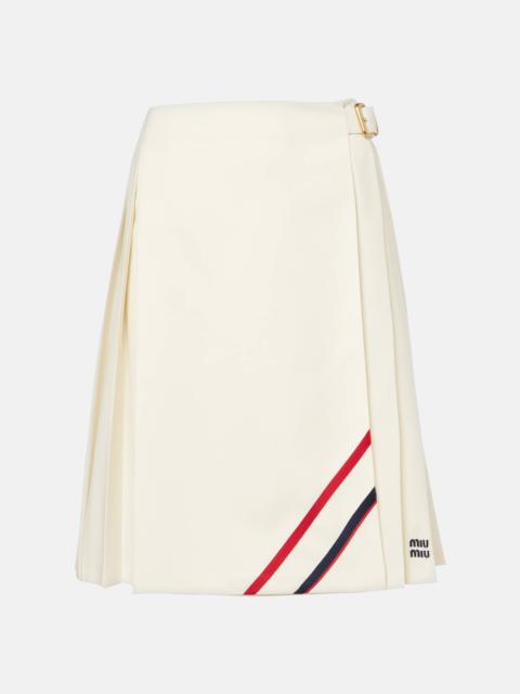 Pleated wool and mohair midi skirt