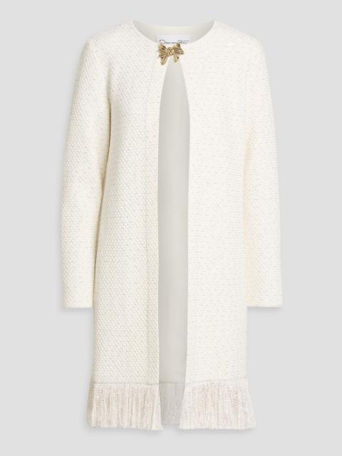 Oscar de la Renta Fringed sequin-embellished textured-knit coat