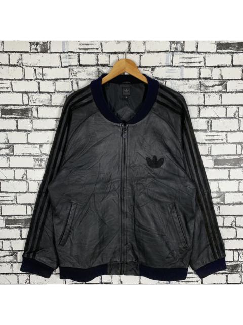 adidas Adidas 3 Stripes Big Logo Leather Jacket