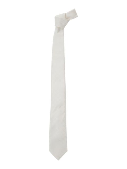 GIORGIO ARMANI Giorgio Armani Men White Tie With All-Over Tonal Logo In Silk Man