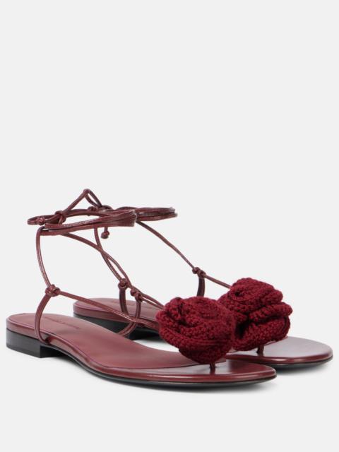MAGDA BUTRYM Floral-appliqué leather sandals