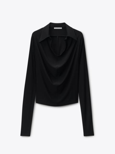 Alexander Wang Cowl Placket Long Sleeve Top