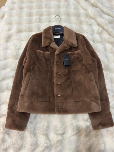 SAINT LAURENT Brand new Saint Laurent (SLP) men's caramel-colored "Teddy" faux fur jacket.