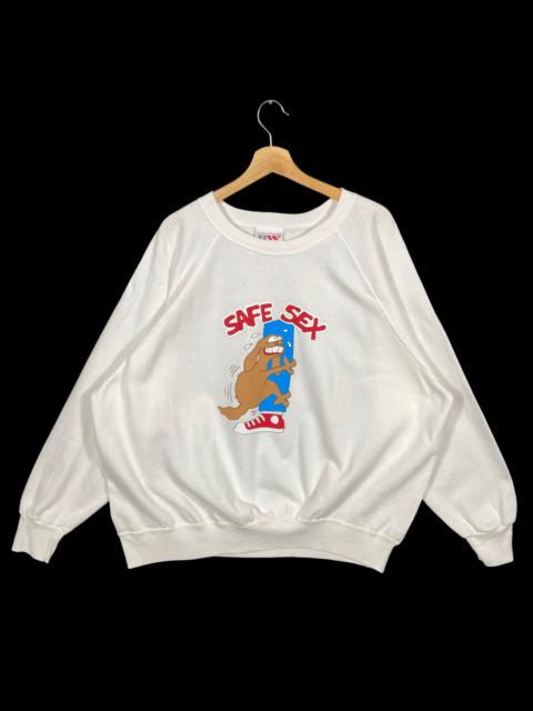Other Designers Vintage - Vintage 80s Safe Sex Sweatshirt Size XXL Color White