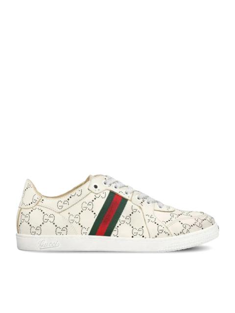 GUCCI Gucci Women Leather Sneakers With Allover Gg And Web Band