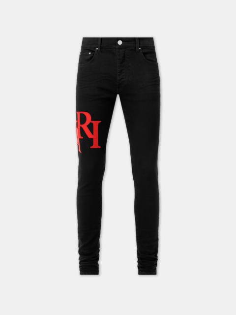 AMIRI STAGGERED LOGO SKINNY JEAN- Black Red