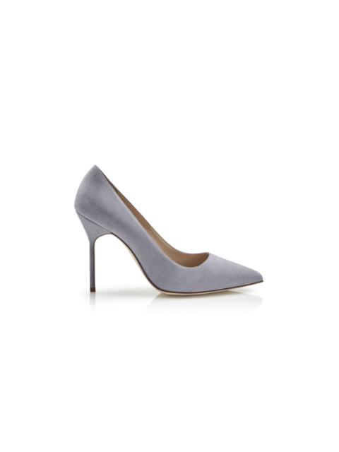 Manolo Blahnik Light Grey Suede Pointed Toe Pumps