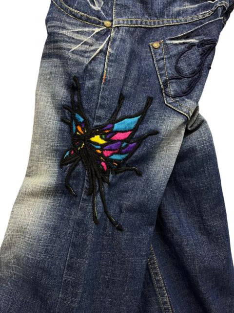 Other Designers Japanese Brand - 🦋FYE TATTOO REDPEPPER Butterfly Embroidery Wide Flare Denim