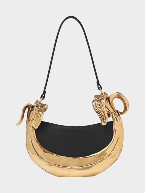 Bananas Shoulder Bag in Metal and Leather