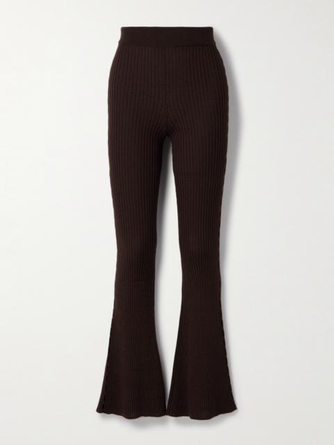 CORDOVA Savoie Ribbed Pointelle-knit Merino Wool Flared Pants