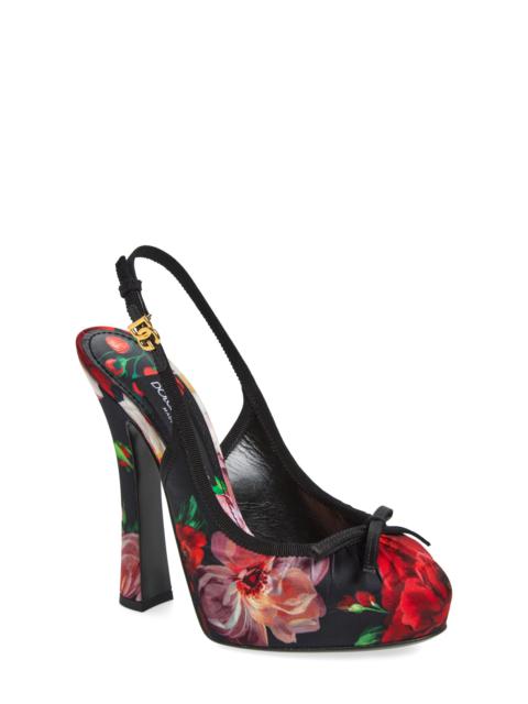 Dolce & Gabbana Dolce&Gabbana Rose Print Slingback Pump in Hn5Pd B.rose Antiche F.ner at Nordstrom