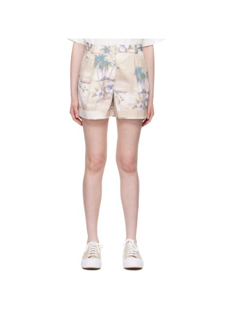 Maison Kitsuné Beige Pleated Shorts