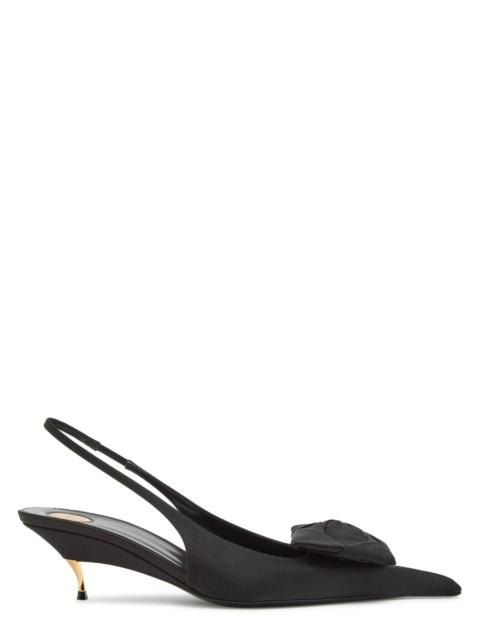 SAINT LAURENT Saint Laurent Dakota 50 Floral-appliquéd Satin Mules