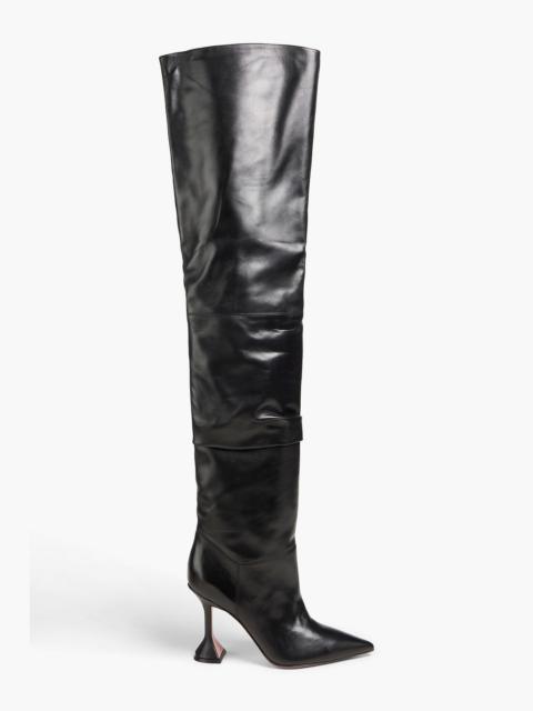 Amina Muaddi Olivia leather thigh boots