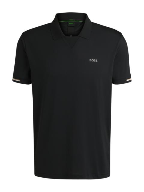 BOSS STRETCH-MESH POLO SHIRT WITH MODERN PLACKET