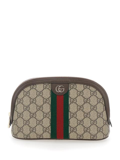 GUCCI Gucci Women 'Ophidia' Beige Mini Bag With Web Detail On The Front In Gg Canvas And Leather Woman