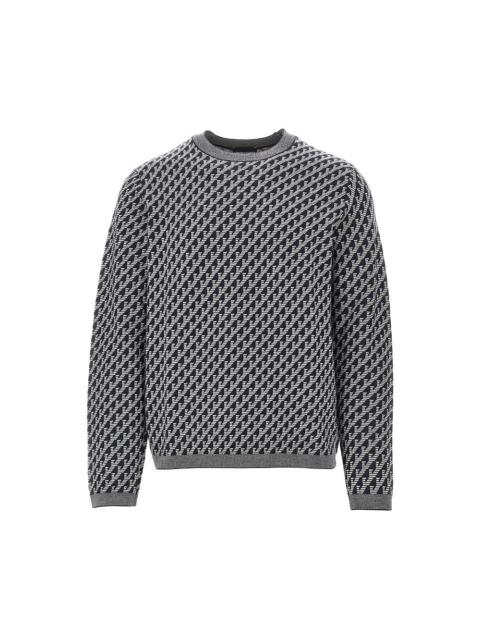 EMPORIO ARMANI Emporio Armani Jacquard Wool Crewneck Sweater Blue