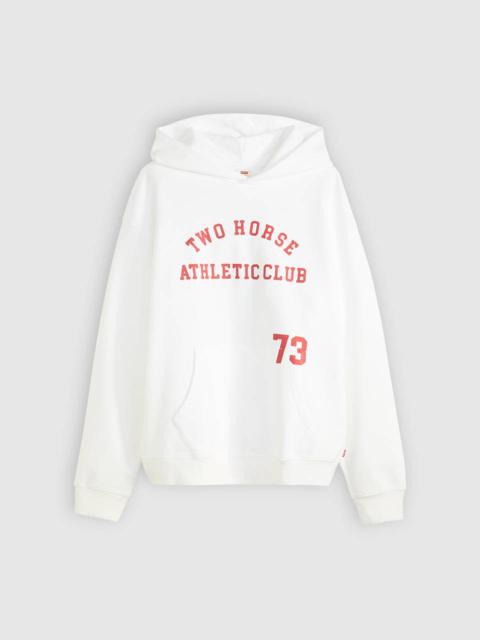 TWO HORSE BOXY CROPPED HOODIE SWEATSHIRT