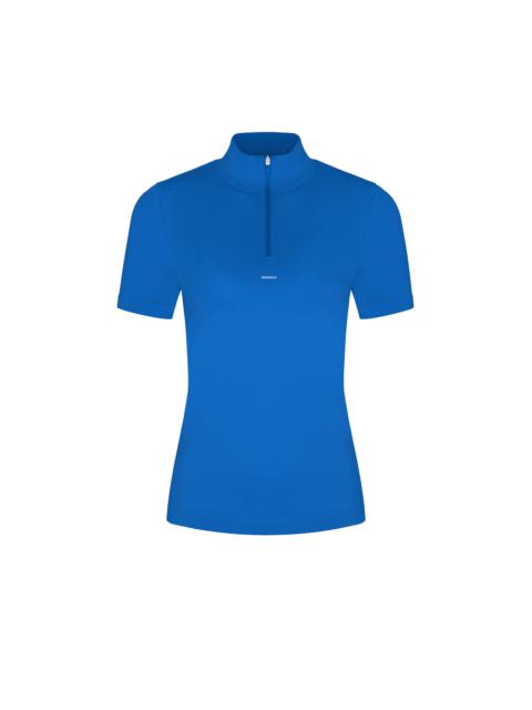 PANGAIA Womens Plant-Stretch Zipped Short Sleeve Top - Gaia Blue