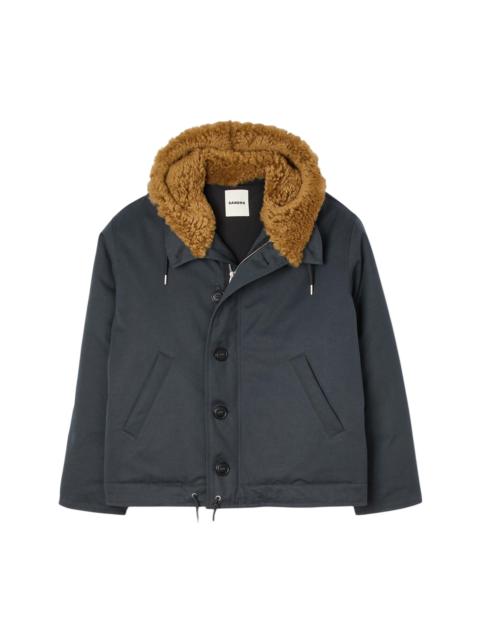 Sandro SANDRO Hooded cotton parka in Chambray at Nordstrom