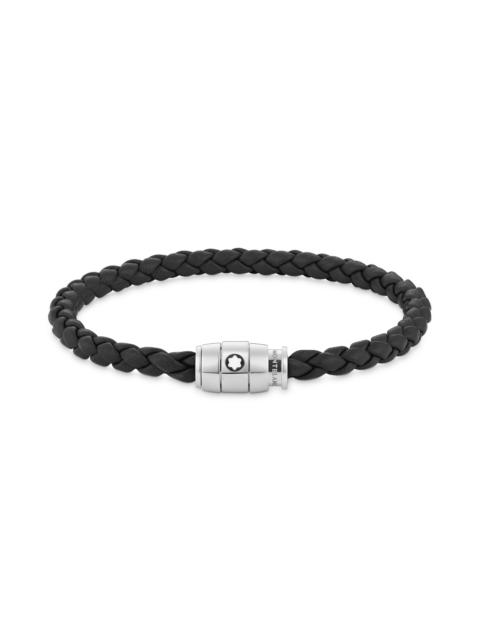 Montblanc BRACELET STEEL 3 RINGS CLOSING AND BLACK LEATHER