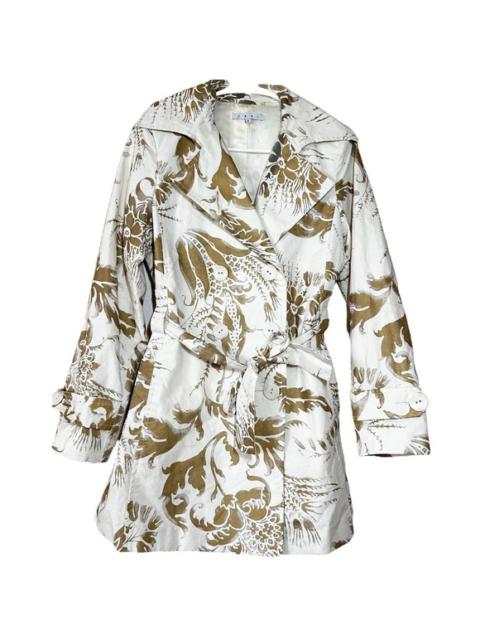Other Designers CAbi Wimbledon Courtside Trench Coat Double Breasted Floral Belt Cream Gold S