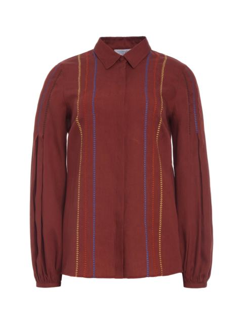 GABRIELA HEARST Inga Blouse in Burnt Sienna Multi Aloe Linen