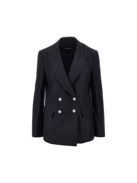EMPORIO ARMANI Emporio Armani Pinstriped Wool-blend Jacket Blue