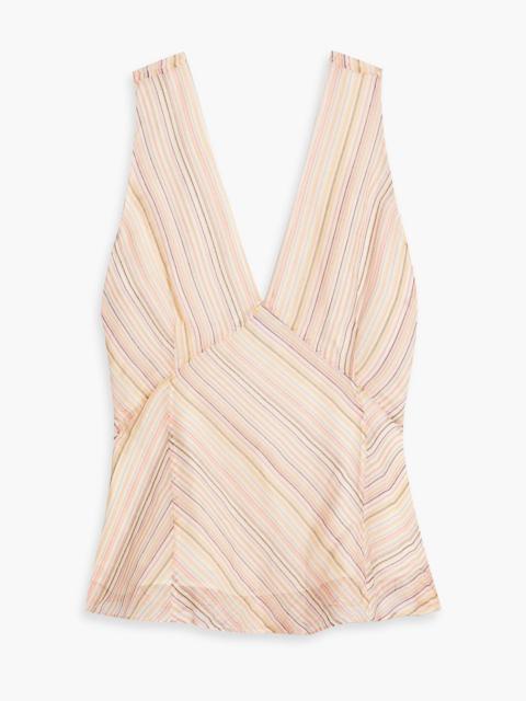 DEREK LAM 10 CROSBY Alix striped linen and silk-blend top