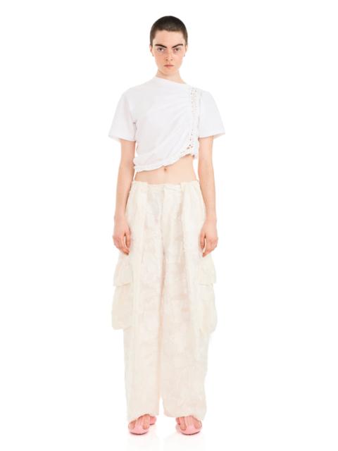 Collina Strada WHITE JACQUARD PLEATED CARGO PANT