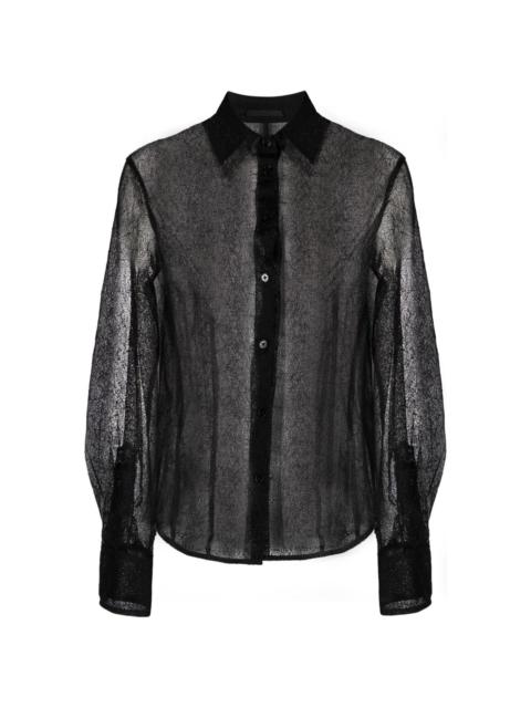 Helmut Lang semi-sheer mesh-design shirt