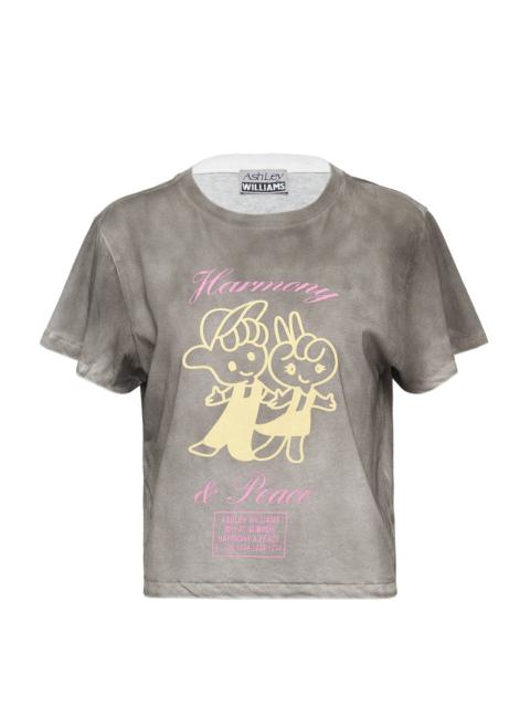 ASHLEY WILLIAMS Washed Grey Cropped T-Shirt
