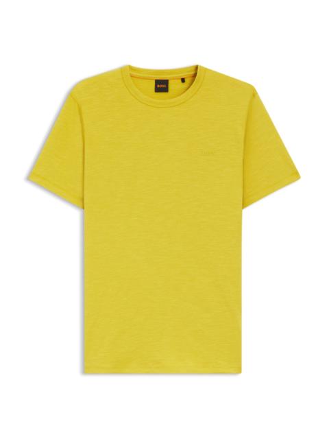 BOSS SLUB-COTTON T-SHIRT WITH LOGO DETAIL