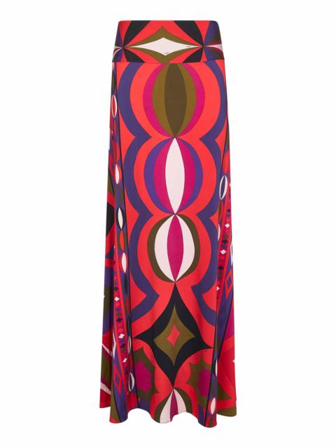 PUCCI Printed stretch viscose long skirt