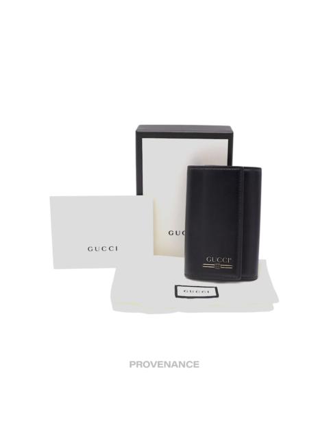 GUCCI Gucci GG Vintage Logo 6 Key Holder - Black Leather Gold