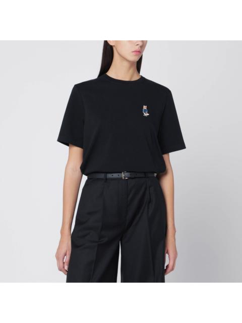 Maison Kitsuné Maison Kitsune Black T-Shirt With Logo Patch Women