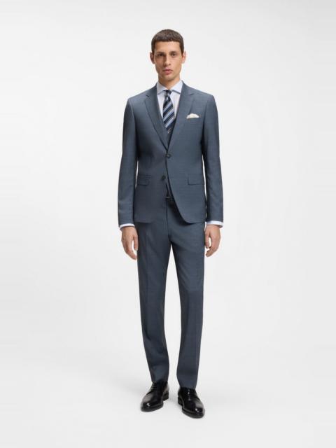 BOSS THREE-PIECE SLIM-FIT SUIT IN PATTERNED STRETCH WOOL