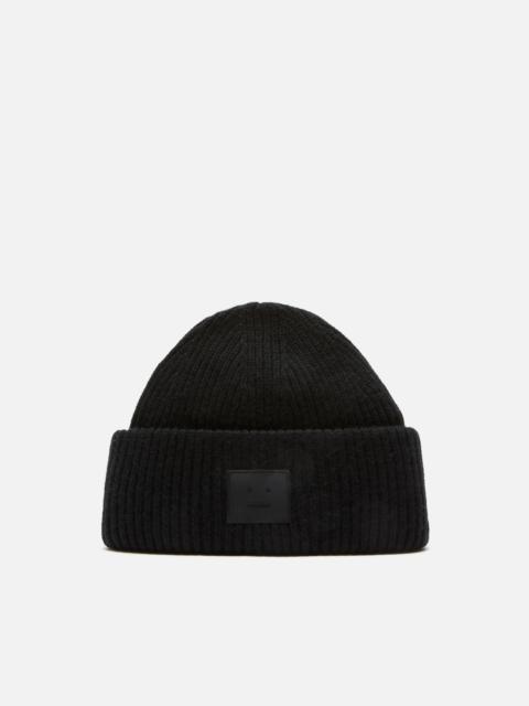 Acne Studios Face logo beanie - Yak - Black