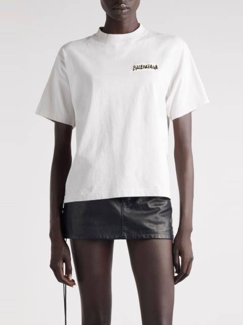 BALENCIAGA Balenciaga Medium Fit Masking Tape Logo Dry Jersey T-Shirt in 9012 Dirty White at Nordstrom