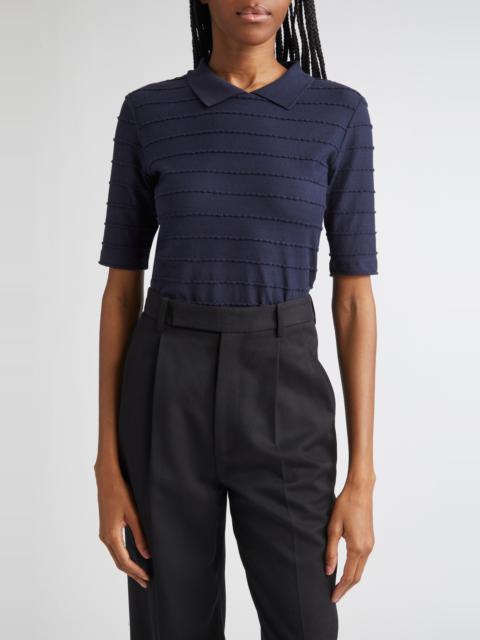 EMPORIO ARMANI Emporio Armani Scallop Trim Collared T-Shirt in Solid Dark Blue at Nordstrom