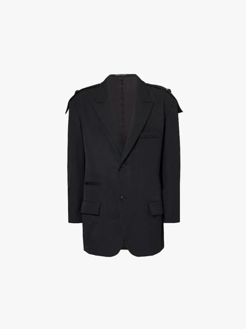 Peak-lapel single-breasted wool blazer