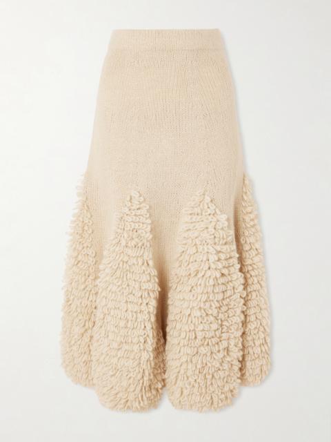 ULLA JOHNSON Nathalie Ruffled Alpaca-blend Bouclé Midi Skirt