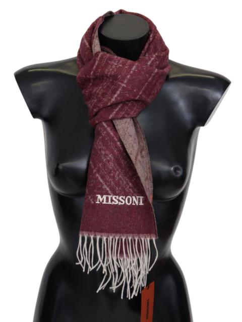 Missoni Missoni Maroon 100% Cashmere Unisex Neck Wrap Fringes Scarf