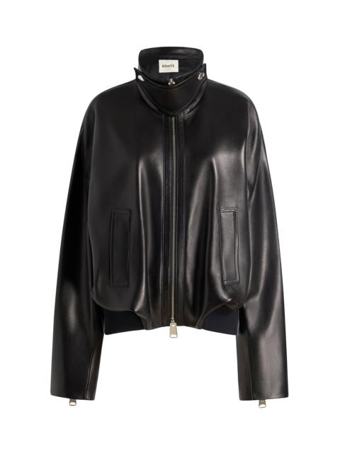 KHAITE Hamett Plonge Leather Jacket black